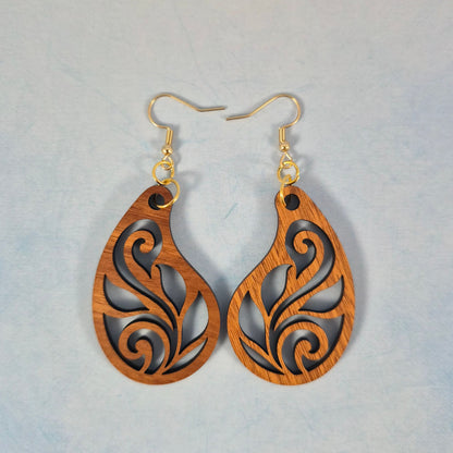 Geometric Wood Dangle Earrings