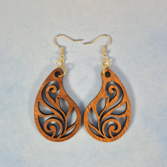 Geometric Wood Dangle Earrings