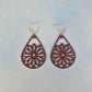 Maroon Daisy Flower Leatherette Teardrop Earrings