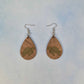 Turtle Side View Walnut Wood Veneer & Olive Green Leatherette Earrings