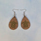 Sea Turtle Top View Walnut Wood Veneer & Olive Green Leatherette Earrings