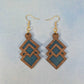 Geometric Walnut Wood Veneer & Blue Leatherette Earrings - 3 styles