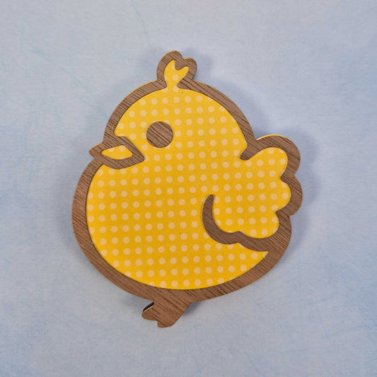 Baby Chick Wood and Veneer Layered Refrigerator Magnet - Side View
