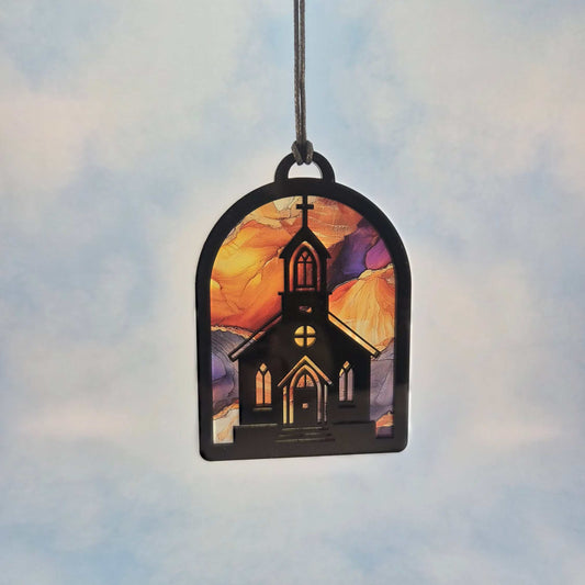 Church at Sunset Suncatcher