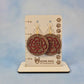Minimalist Wood Veneer & Red Leatherette Round Earrings