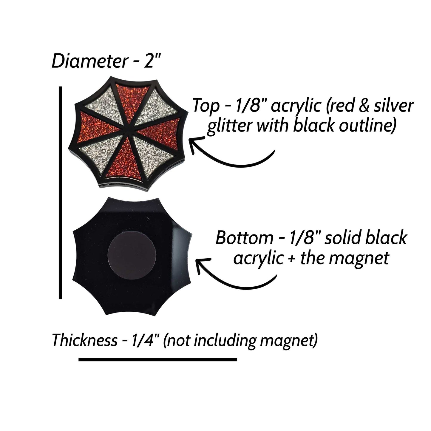 Resident Evil Umbrella Corp Acrylic Glitter Magnet  - Gamer Related
