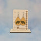 Turtle Side View Maple Wood Veneer & Olive Green Leatherette Earrings
