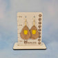Tulip Flower Cherry Wood Veneer & Yellow Leatherette Earrings