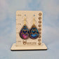 Triple Heart Wood Veneer and Flex Teardrop Earring