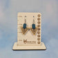 Light Wood Triangle and Blue Leatherette Dangle Earring