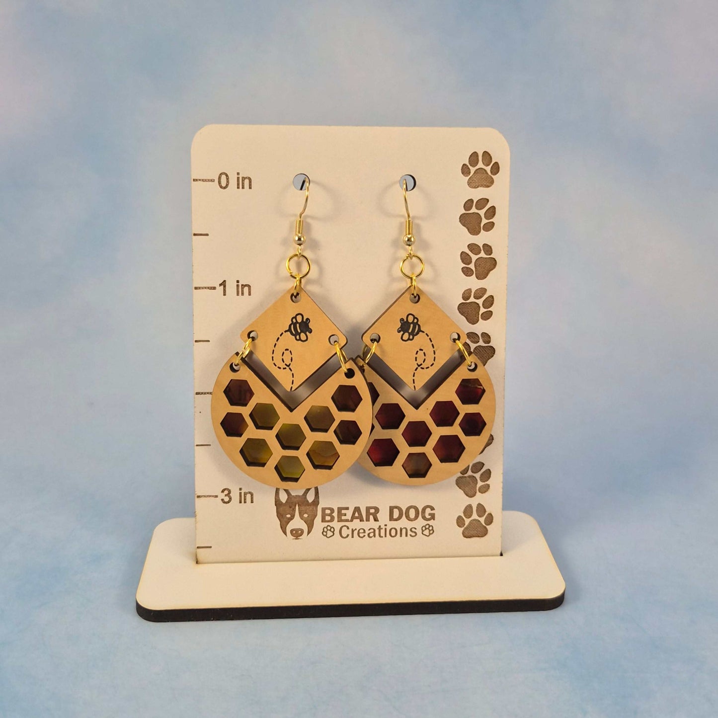 Bee and Honeycomb Dangle Earrings