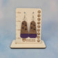 Purple Floral Dark Wood Veneer & Leatherette Dangle Earring