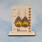 Sunflower Wood Veneer & Yellow Leatherette Dangle Earrings - Detailed Partial Front View