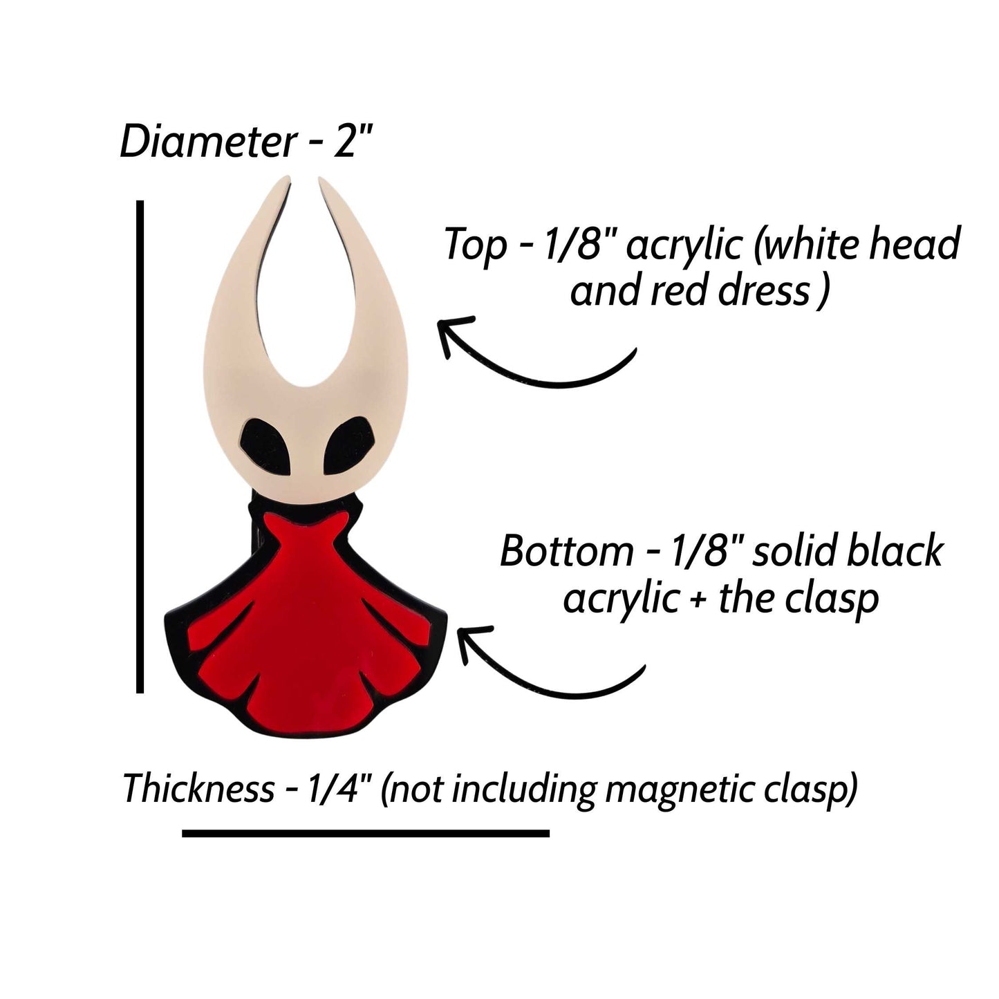 Hornet Lapel Pin Acrylic, Hollow Knight Silksong Accessory  - Gamer Related