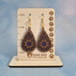 Mandala Leatherette and Walnut Wood Veneer Teardrop Earrings