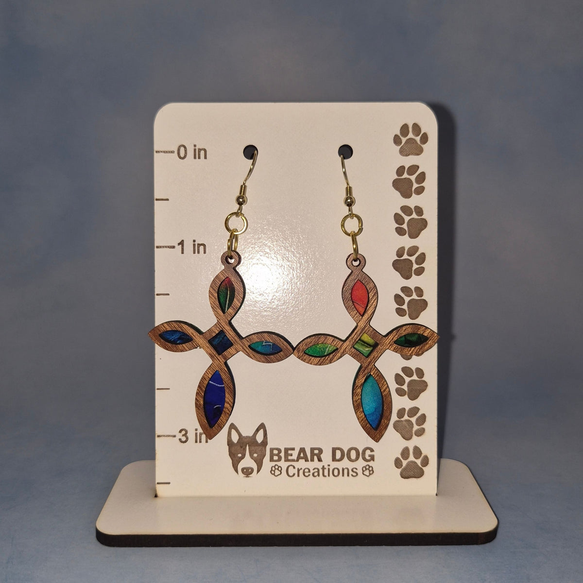 Wood Cross Earrings