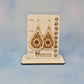 Mandala Maple Wood Veneer and Brown Leatherette Teardrop Earrings