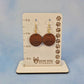 Small Round Sunflower Engraved Wood Earrings