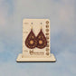 Mandala Maroon Leatherette and Cherry Wood Veneer Teardrop Earrings