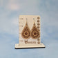 Mandala Light Wood Veneer (top) Brown Leatherette (bottom) Teardrop Earrings