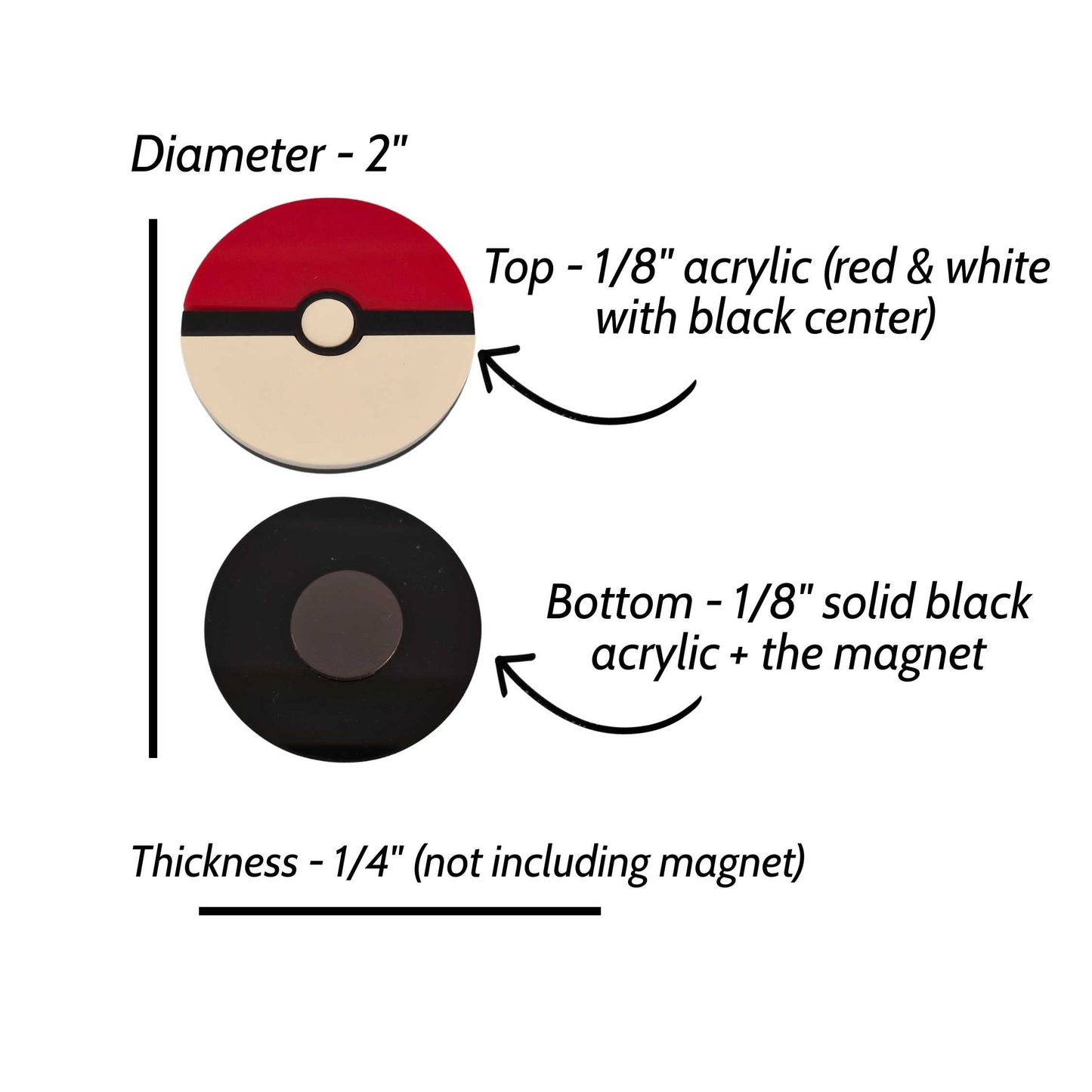 Pokemon Pokeball Acrylic Magnet  - Gamer Related