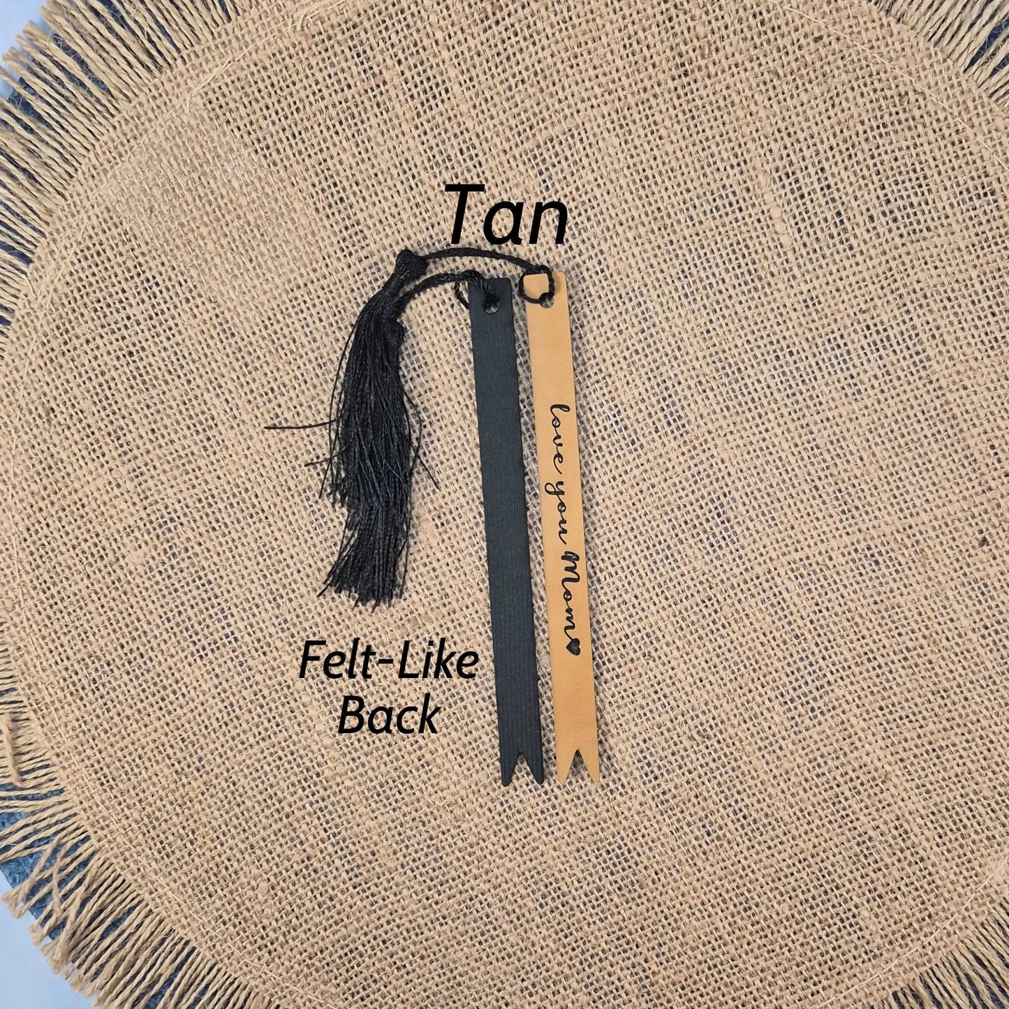 Love You Mom Leatherette Skinny Bookmark with Tassel