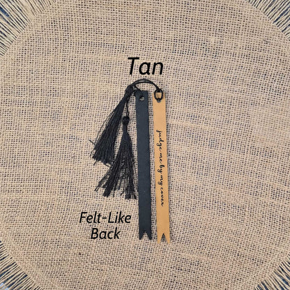 Judge me by my Cover Funny Leatherette Skinny Bookmark with Tassel