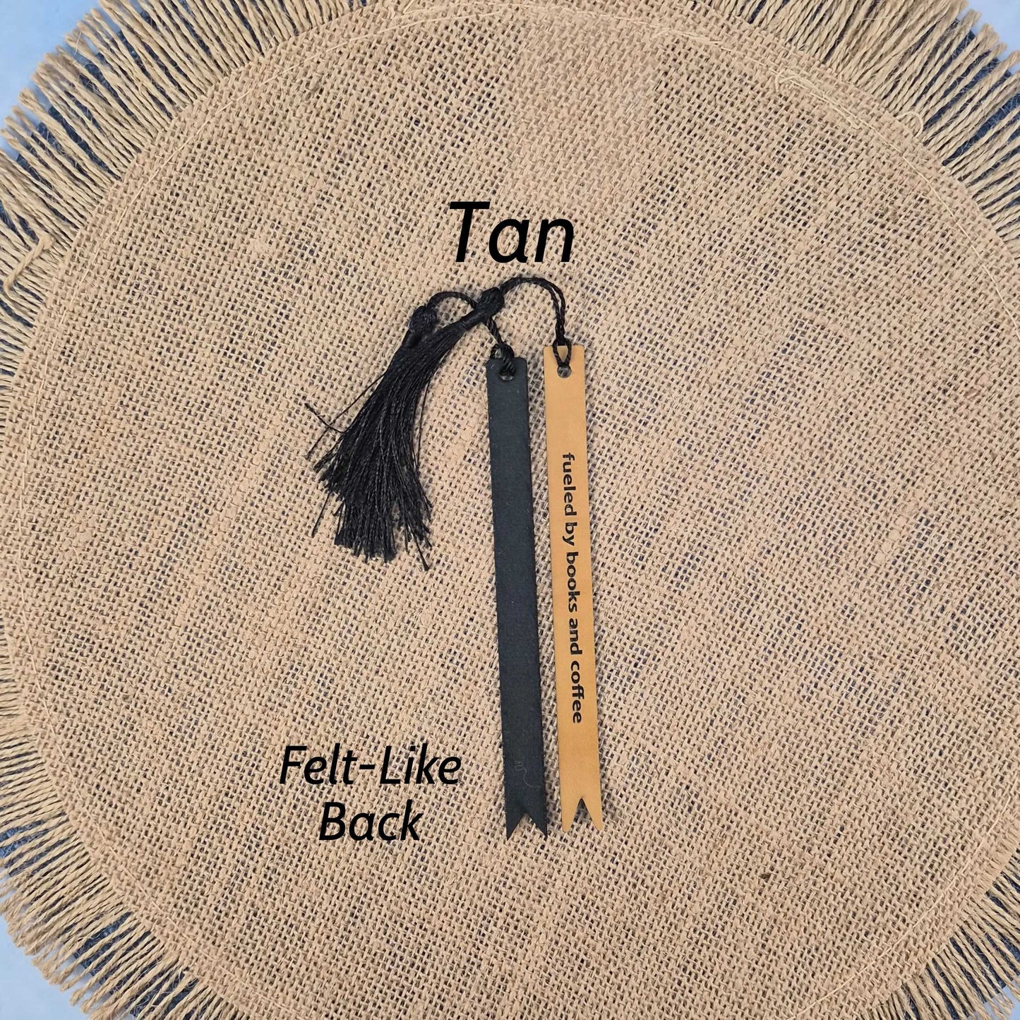 Fueled by Books and Coffee Funny Leatherette Skinny Bookmark with Tassel
