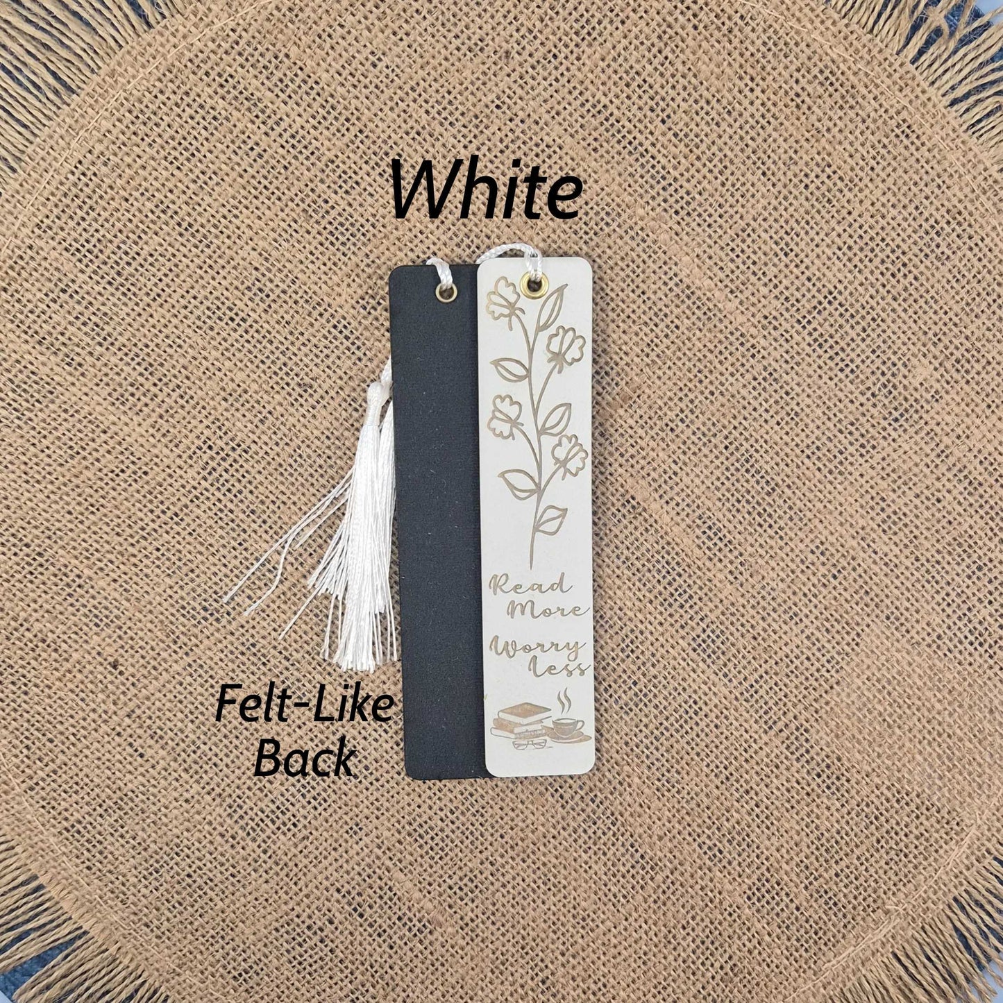 Read More Worry Less Floral Leatherette Bookmark With Tassel