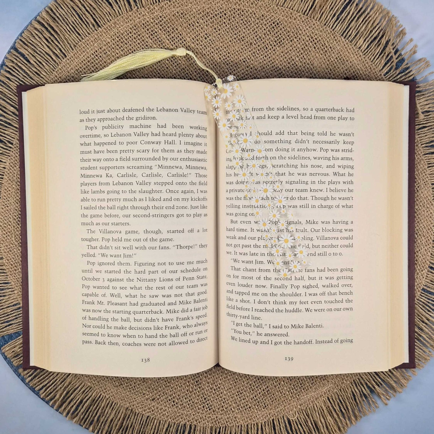 Daisy Clear Flex Bookmark with Tassel Yellow and White