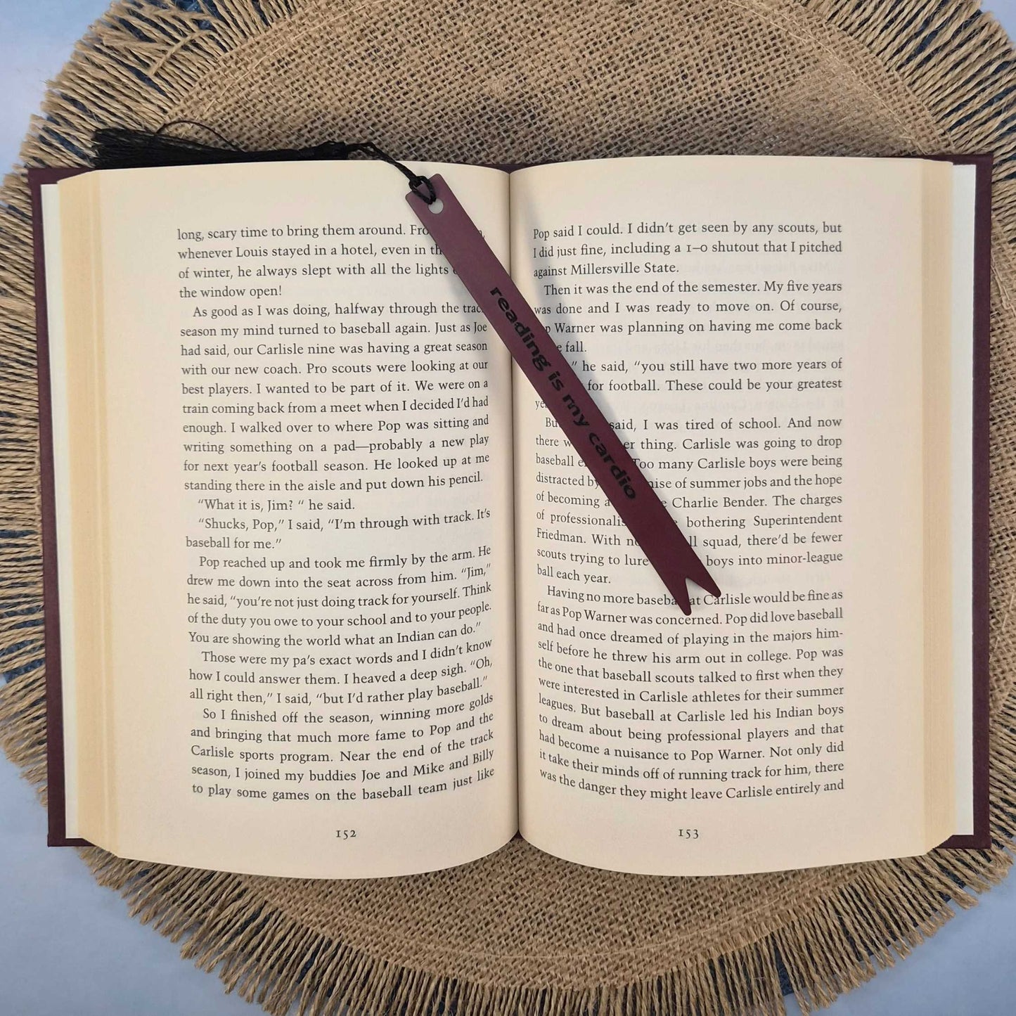 Reading is my Cardio Funny Leatherette Skinny Bookmark with Tassel