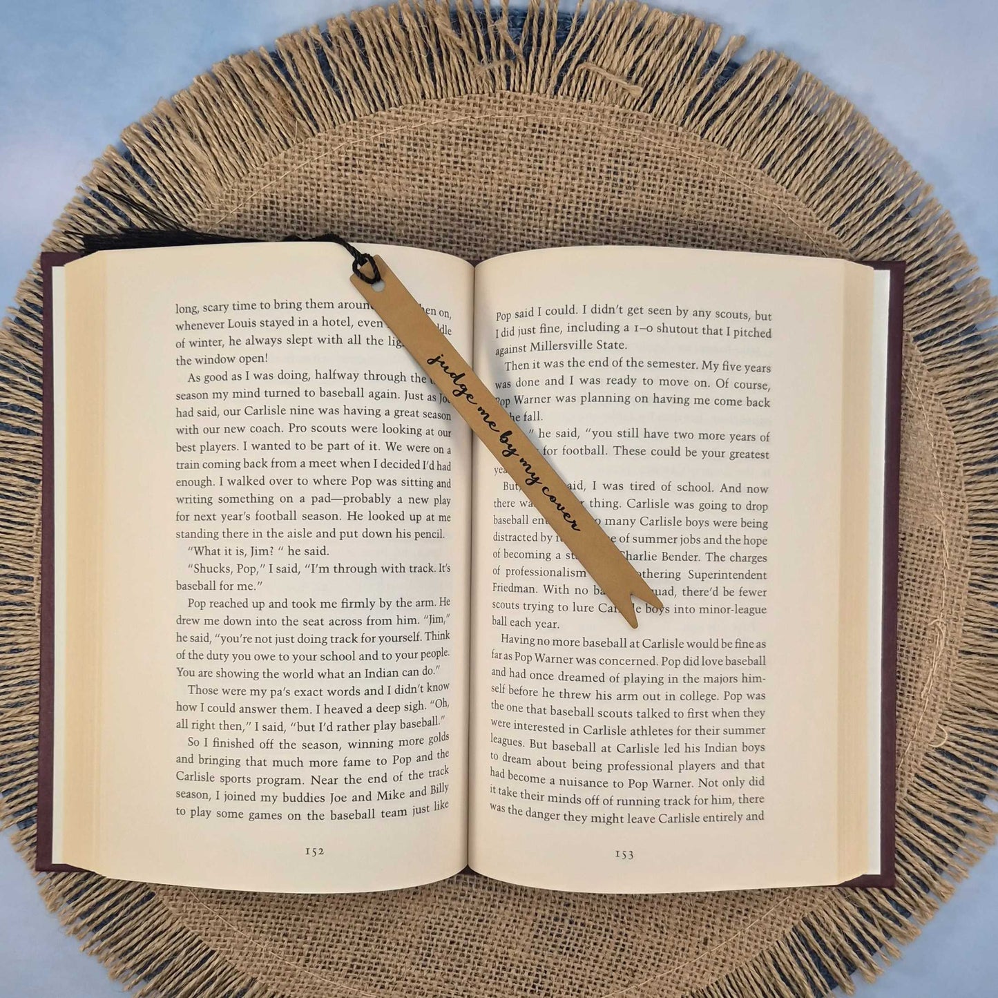 Judge me by my Cover Funny Leatherette Skinny Bookmark with Tassel