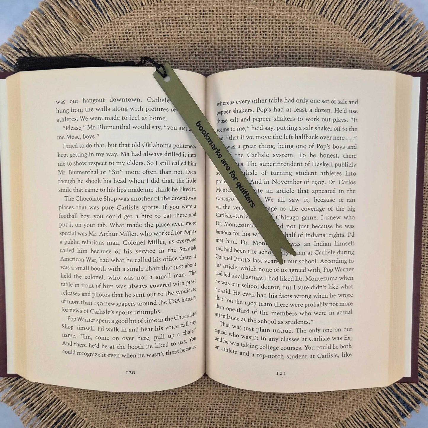 Bookmarks are for Quitters Funny Leatherette Skinny Bookmark with Tassel