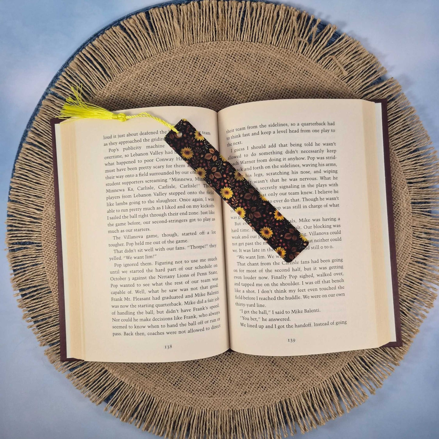Sunflower Pattern Flex Bookmark with Tassel Multicolor