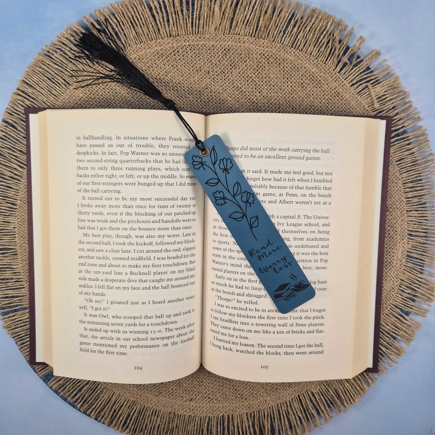 Read More Worry Less Floral Leatherette Bookmark With Tassel