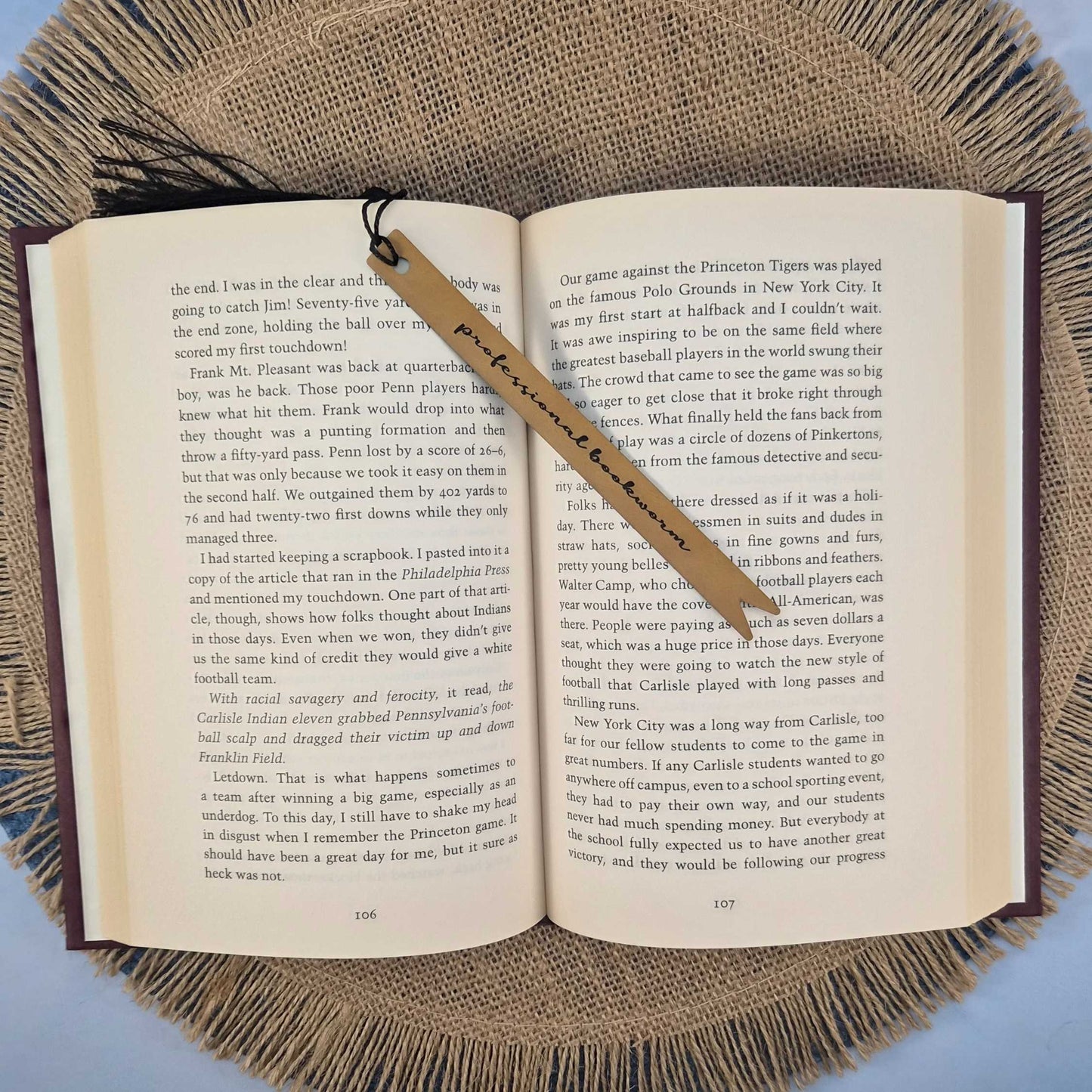 Professional Bookworm Funny Leatherette Skinny Bookmark with Tassel
