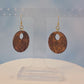 Bee and Floral Engraved Round Wood Earrings With Circle Cutout