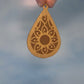 Mandala Light Wood Veneer (top) Brown Leatherette (bottom) Teardrop Earrings