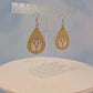 Lotus Flower Maple Wood Veneer & White Leatherette Earrings