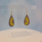 Sunflower Wood Veneer & Yellow Leatherette Dangle Earrings - Side View