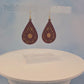 Mandala Dark Brown Leatherette Cherry Wood Veneer Teardrop Earrings