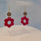Wood & Acrylic Flower Dangle Earrings