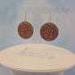 Minimalist Wood Veneer & Red Leatherette Round Earrings