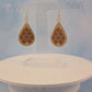 Geometric Cherry Wood Veneer & Brown Leatherette Earrings - Club Design