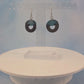 Round Circle Cutout Black Painted Wood and Blue Leatherette Dangle Earring