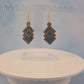 Geometric Walnut Wood Veneer & Blue Leatherette Earrings - 3 styles
