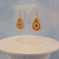 Mandala Maple Wood Veneer and Brown Leatherette Teardrop Earrings