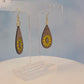 Sunflower Wood Veneer & Yellow Leatherette Dangle Earrings - Simple Front View