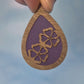 Wood Veneer & Purple Leatherette Floral Dangle Earrings