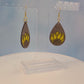 Sunflower Wood Veneer & Yellow Leatherette Dangle Earrings - Detailed Partial Front View
